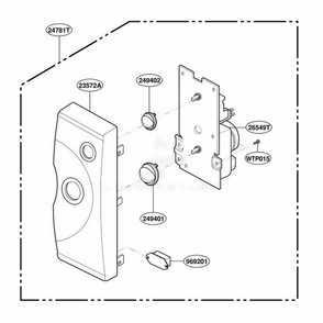 Control Panel Parts Diagram and Parts List for 3WG2532 HM1QBAL LG Range