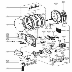 Drum And Motor Assembly Electric Type Diagram and Parts List for 706574 ACREEUS LG Washer Dryer Combo