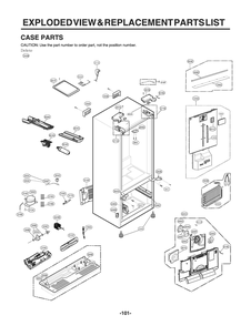 Case Parts Diagram and Parts List for GR-X268NSSM ASTCNA0 LG Refrigerator