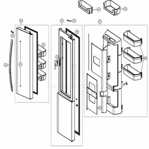 Refrigerator Door Diagram and Parts List for LSXS26386S ASTCNA3 LG Refrigerator