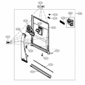 Door Liner Assembly Diagram and Parts List for 14677 ABDESEU LG Dishwasher