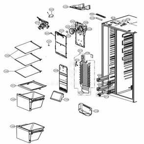 Freezer Compartment Diagram and Parts List for LSXS26366D ASBCNA4 LG Refrigerator