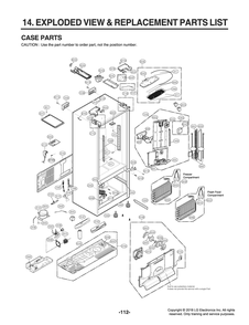Case Parts Diagram and Parts List for GR-X308LSJM ASTCNA0 LG Refrigerator