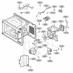 Oven Interior Parts Diagram and Parts List for 63999 ABKESEA LG Wall Oven
