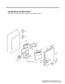 Ice Maker And Ice Bin Parts Diagram and Parts List for GR-X23GHSJM ASTCNA0 LG Refrigerator