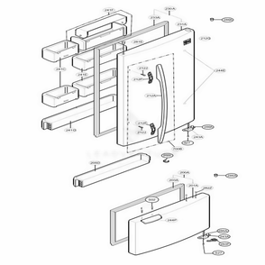 Door Parts Diagram and Parts List for 65002 ASWCSEA LG Refrigerator