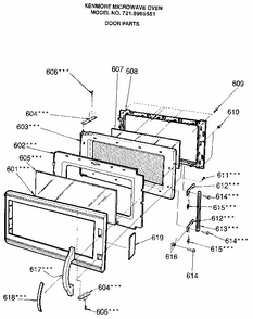Door Diagram and Parts List for 7218965581  Kenmore Microwave