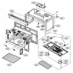 Oven Cavity Parts Diagram and Parts List for 85064 CBSESEA LG Range