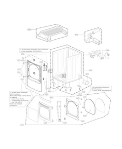 Cabinet And Door Parts Diagram and Parts List for DLEY1701V  LG Dryer