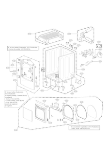 Cabinet And Door Parts Diagram and Parts List for DLEX5680W  LG Dryer