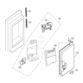 Ice Maker And Bin Parts Diagram and Parts List for 74147 ASBCSE0 LG Refrigerator