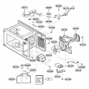 Interior Parts Diagram and Parts List for YMT4110SKQ KWHEWPC LG Wall Oven