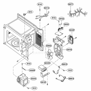 Interior Parts Diagram and Parts List for MS2042DB CBKQLAL LG Wall Oven
