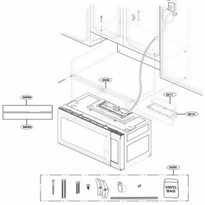 Installation Parts Diagram and Parts List for LMV2031SB CBKELGA LG Microwave