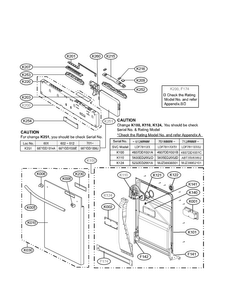 Panel / Door Assy Diagram and Parts List for LDF7811BB-01  LG Dishwasher