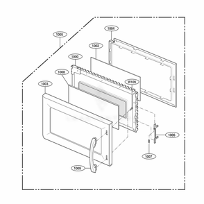 Door Parts Diagram and Parts List for MH6141XKQ AW2EWRP LG Wall Oven