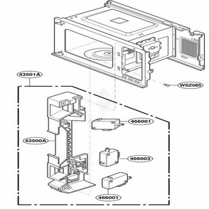 Latch Board Parts Diagram and Parts List for MK1195XGQ MWEWRP LG Microwave