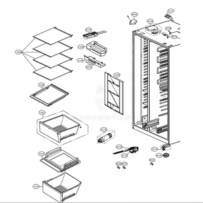Refrigerator Compartment Diagram and Parts List for 51863 ASTCSE4 LG Refrigerator
