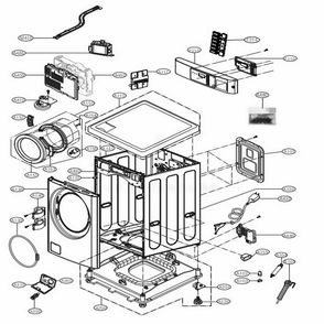 Cabinet And Control Panel Assembly 2 Diagram and Parts List for GCWM1069CD7 ASSEELC LG Washer