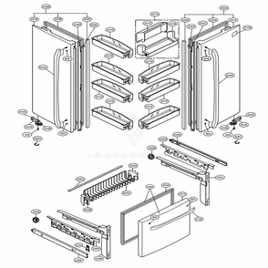 Door Parts Diagram and Parts List for 71609 AWBCSE0 LG Refrigerator