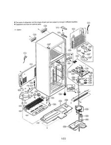 Cabinet Diagram and Parts List for LRTBC2025BS  LG Refrigerator