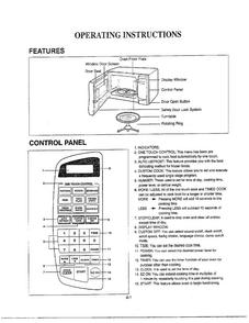 Operating Instructions Diagram and Parts List for MA-1905W  LG Microwave