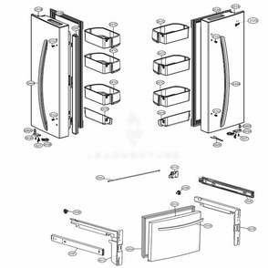 Door Parts Diagram and Parts List for LFNS22520D ASBCNA4 LG Refrigerator