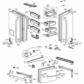 Door Parts Diagram and Parts List for LFXS30726W ASWCNA0 LG Refrigerator