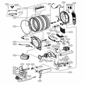 Drum And Motor Assembly Gas Type Diagram and Parts List for DLGX4371W ABWEEUS LG Dryer