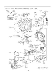 Drum And Motor Assembly Diagram and Parts List for RN18A8AS8 ABWEEUS LG Dryer