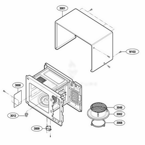 Oven Cavity Parts Diagram and Parts List for 67909 AB1ESEA LG Range