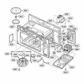 Interior Parts 1 Diagram and Parts List for 85143 ASTESEC LG Microwave