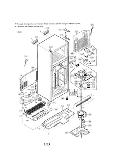 Cabinet Diagram and Parts List for LRTGC1815W  LG Refrigerator