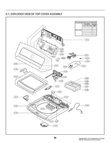 Top Cover Assembly Diagram and Parts List for T1789EFHT ABWETUS LG Washer