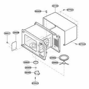 Oven Cavity Parts Diagram and Parts List for MT1100SHQ MWEWRP LG Range