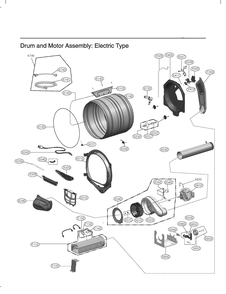 Drum And Motor Assembly Diagram and Parts List for DLEX8600BE AEBEEUS LG Dryer