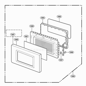 Door Parts Diagram and Parts List for 62469 CBKESEA LG Wall Oven