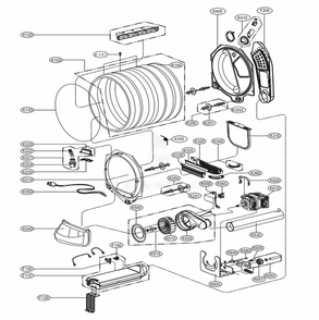 Drum And Motor Assembly: Electric Type Diagram and Parts List for 61623 ASTESEU LG Dryer