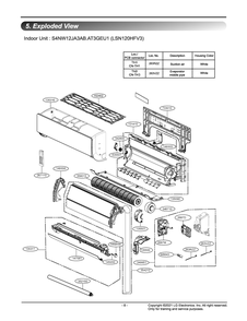 Indoor Unit Diagram and Parts List for S4NW12JA3AB AT3GEU1 LG Air Conditioner