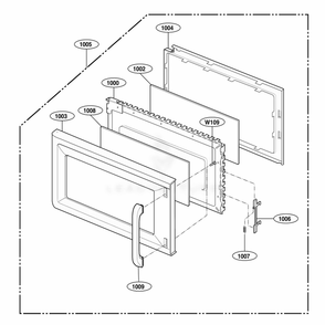 Door Parts Diagram and Parts List for JVM1542BF CBKEGEU LG Wall Oven