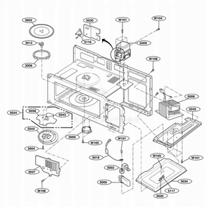 Interior Parts 1 Diagram and Parts List for JVM1542WF AWHEGEU LG Wall Oven