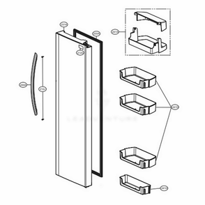 Refrigerator Door Diagram and Parts List for 51853 ASTCSE2 LG Refrigerator