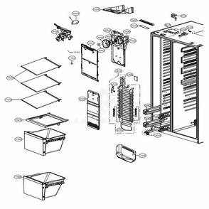 Freezer Compartment 2 Diagram and Parts List for 51733 ASTCSE0 LG Refrigerator
