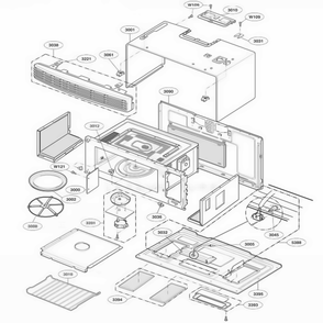 Oven Cavity Parts Diagram and Parts List for JVM1490BH ABKEGEU LG Range