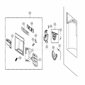 Dispenser Parts Diagram and Parts List for 72489 AWBCSE2 LG Refrigerator