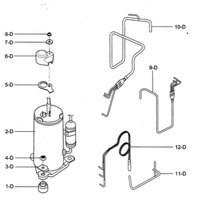 Compressor Parts Diagram and Parts List for 58074300400  Kenmore Air Conditioner