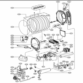 Drum And Motor Assembly: Gas Type Diagram and Parts List for DLGX5681WE ABWEEUS LG Dryer