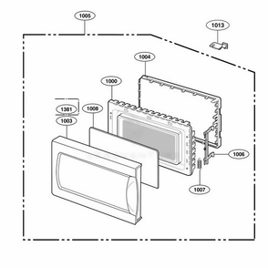 Door Parts Diagram and Parts List for 64289 AB1ESEA LG Wall Oven