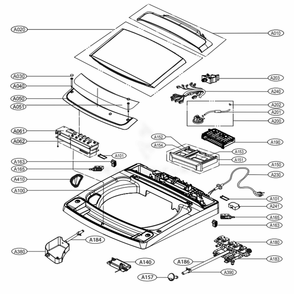 Top Cover Assembly Diagram and Parts List for WT1501CW ABWEPUS LG Washer