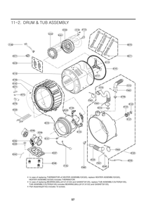 Drum And Tub Assembly Diagram and Parts List for FH4A2CDYP7 ASTEPEU LG Washer